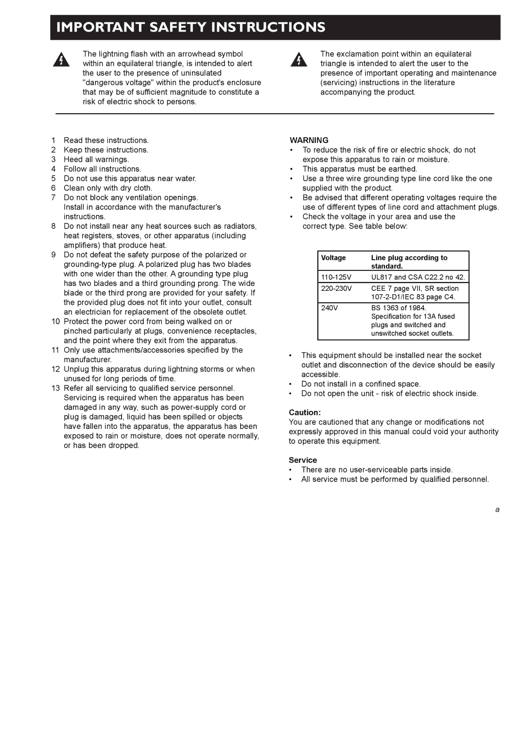 TC electronic SDN BHD D22 user manual Important Safety Instructions, Service 