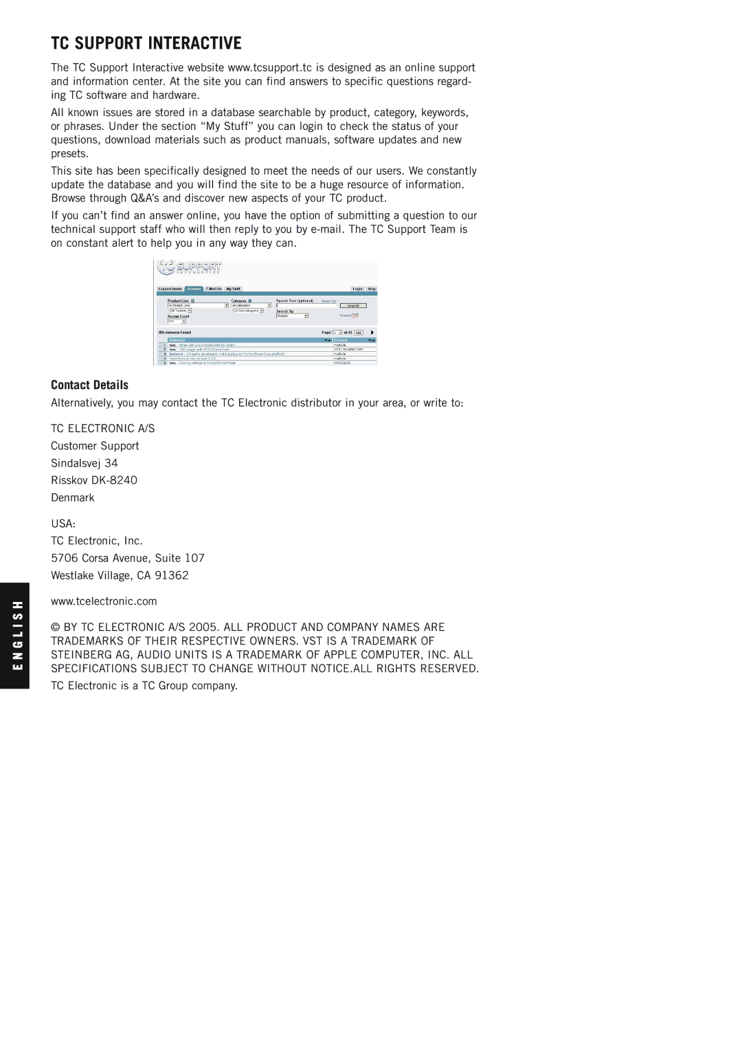 TC electronic SDN BHD DVR2 manual TC Support Interactive, Contact Details 