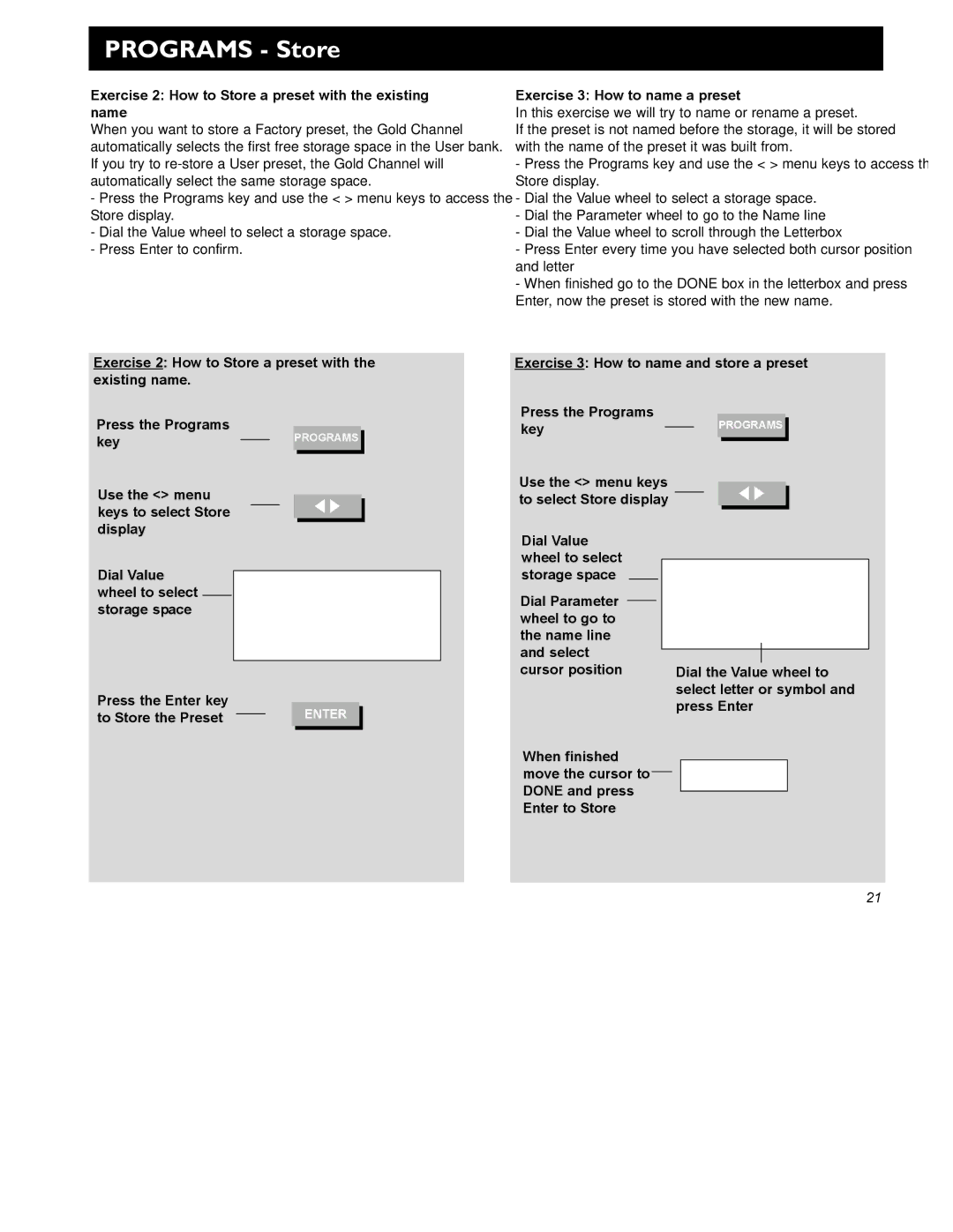 TC electronic SDN BHD Gold Channel user manual Exercise 2 How to Store a preset with the existing name, To Store the Preset 