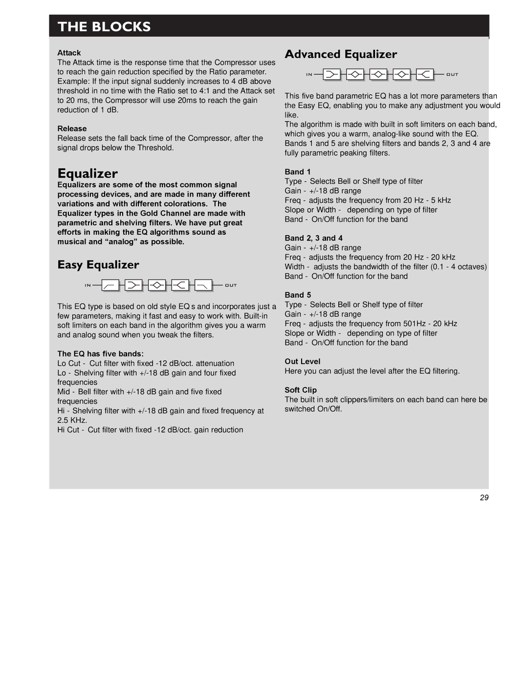 TC electronic SDN BHD Gold Channel user manual Easy Equalizer, Advanced Equalizer 