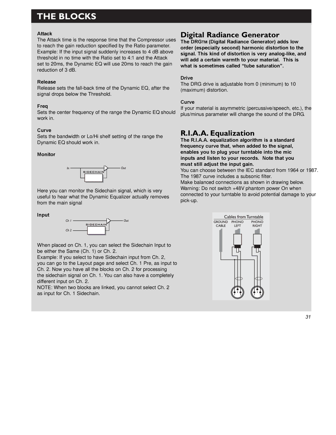 TC electronic SDN BHD Gold Channel user manual Digital Radiance Generator, A.A. Equalization, Curve 