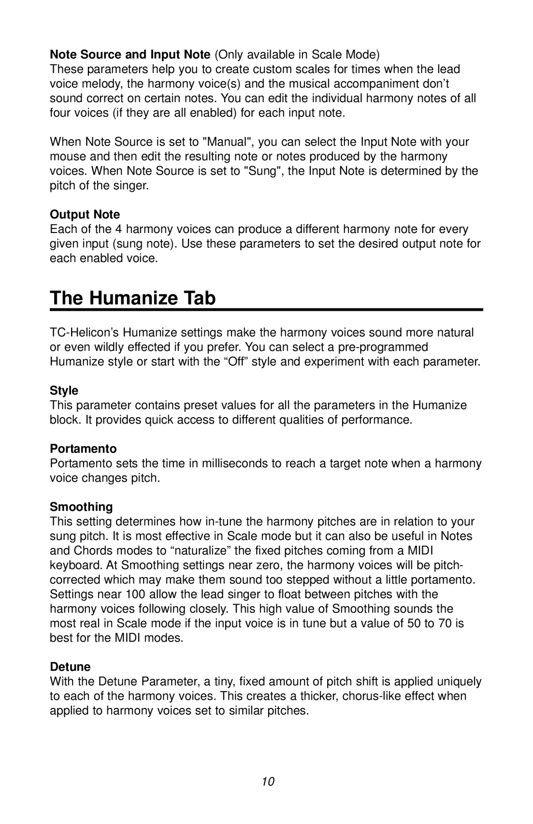 TC electronic SDN BHD Harmony4 user manual Humanize Tab 