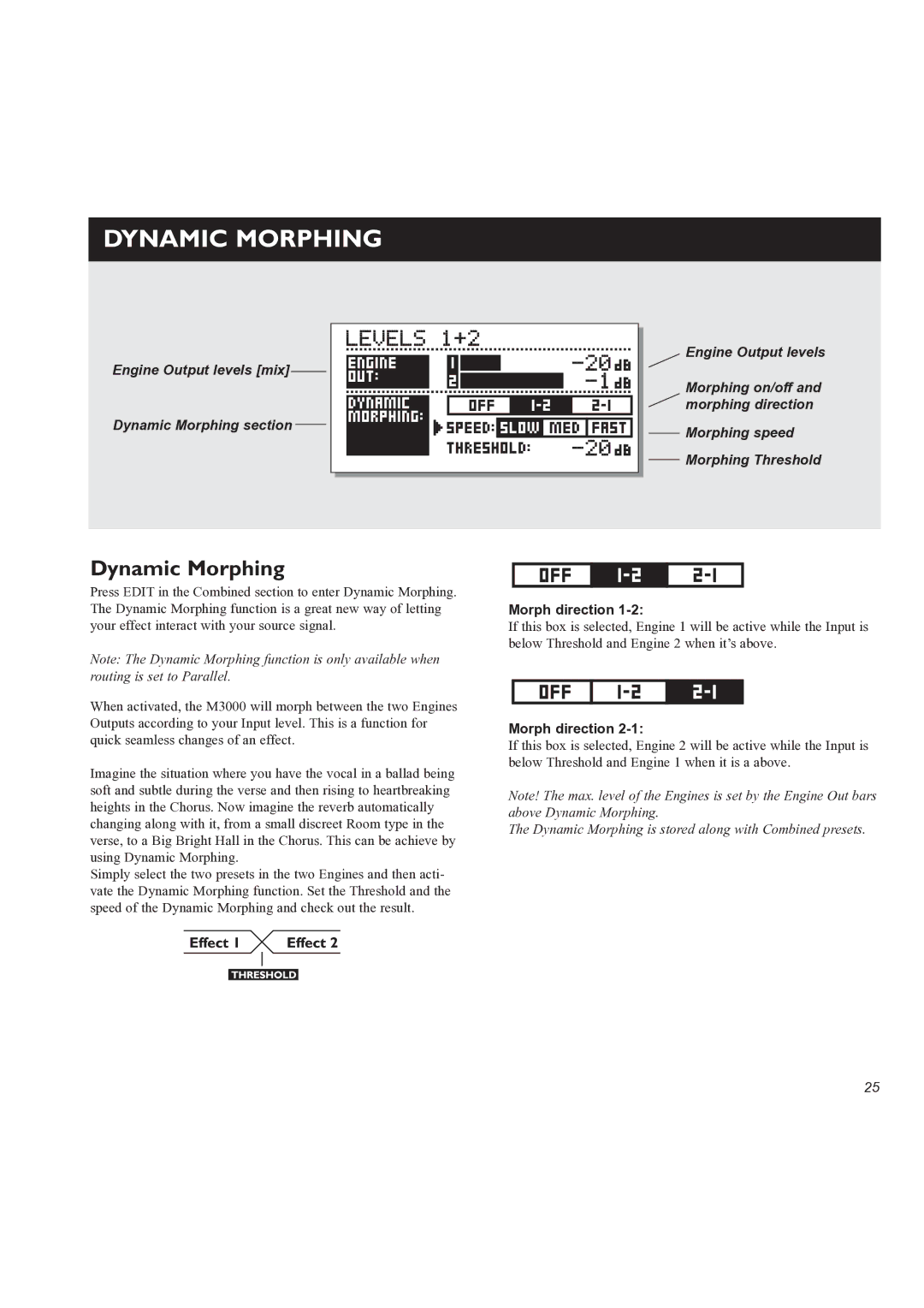 TC electronic SDN BHD M3000 user manual Dynamic Morphing, Morph direction 