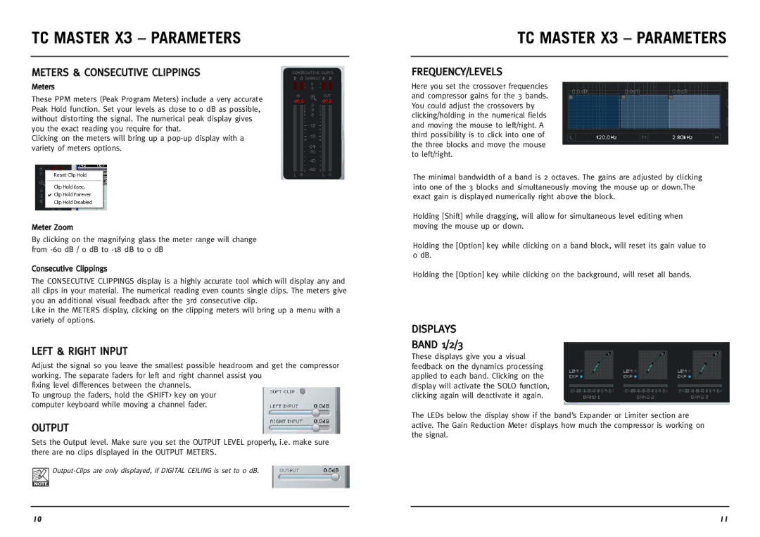 TC electronic SDN BHD manual TC Master X3 Parameters 