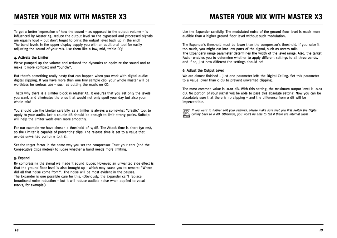 TC electronic SDN BHD Master X3 manual Master Your Mix With Master, Activate the Limiter 