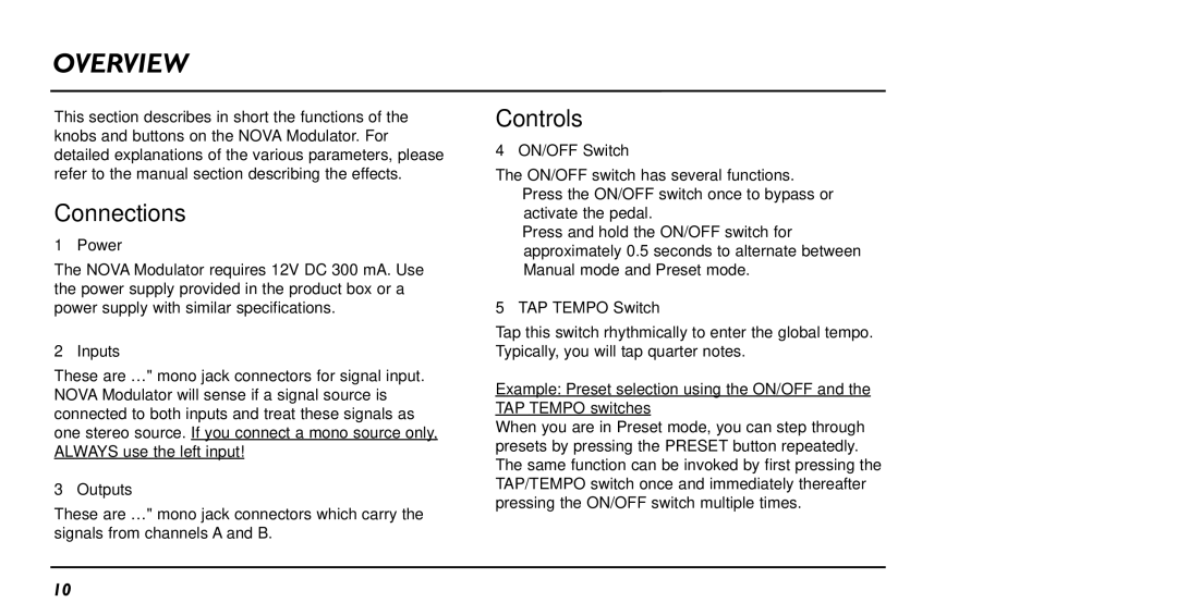 TC electronic SDN BHD NM-1 user manual Connections, Controls 