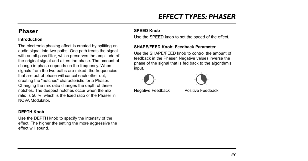 TC electronic SDN BHD NM-1 user manual Effect Types Phaser 