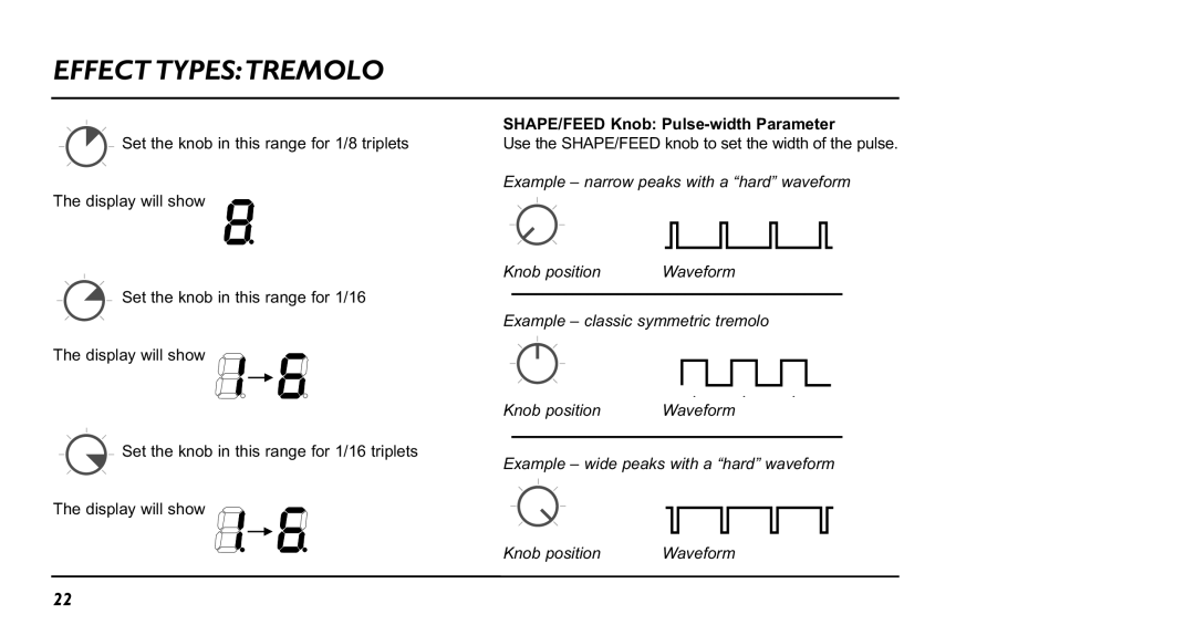 TC electronic SDN BHD NM-1 user manual SHAPE/FEED Knob Pulse-width Parameter 