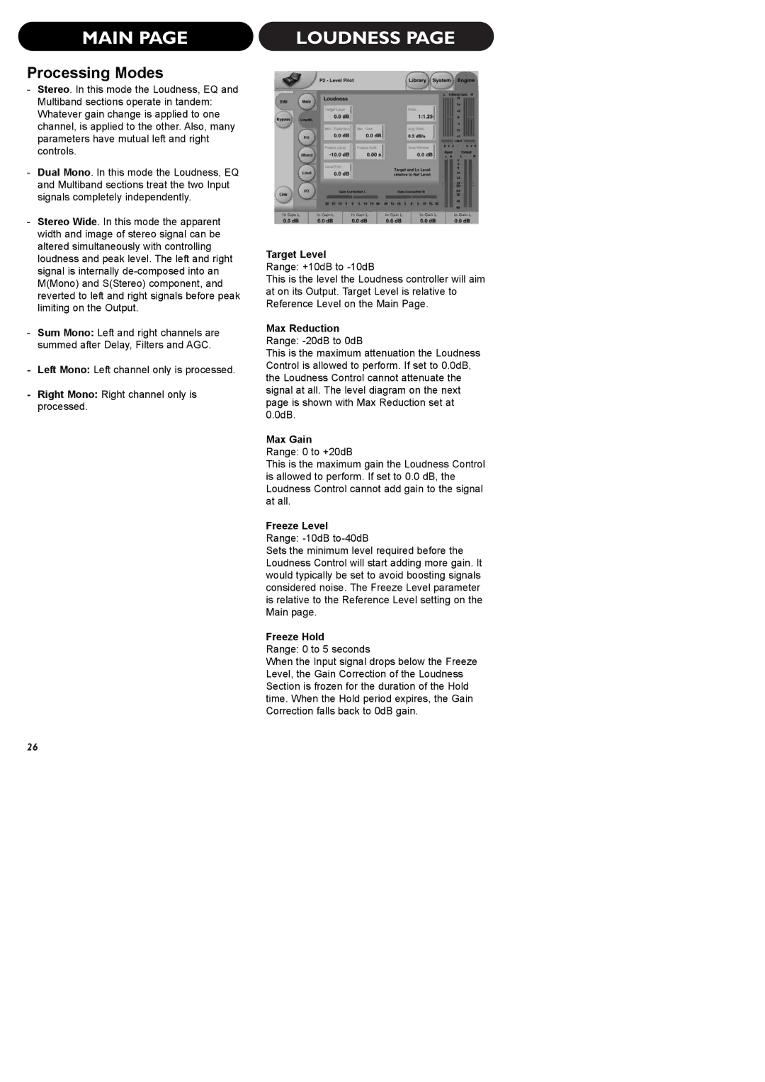 TC electronic SDN BHD P2 manual Loudness, Processing Modes 