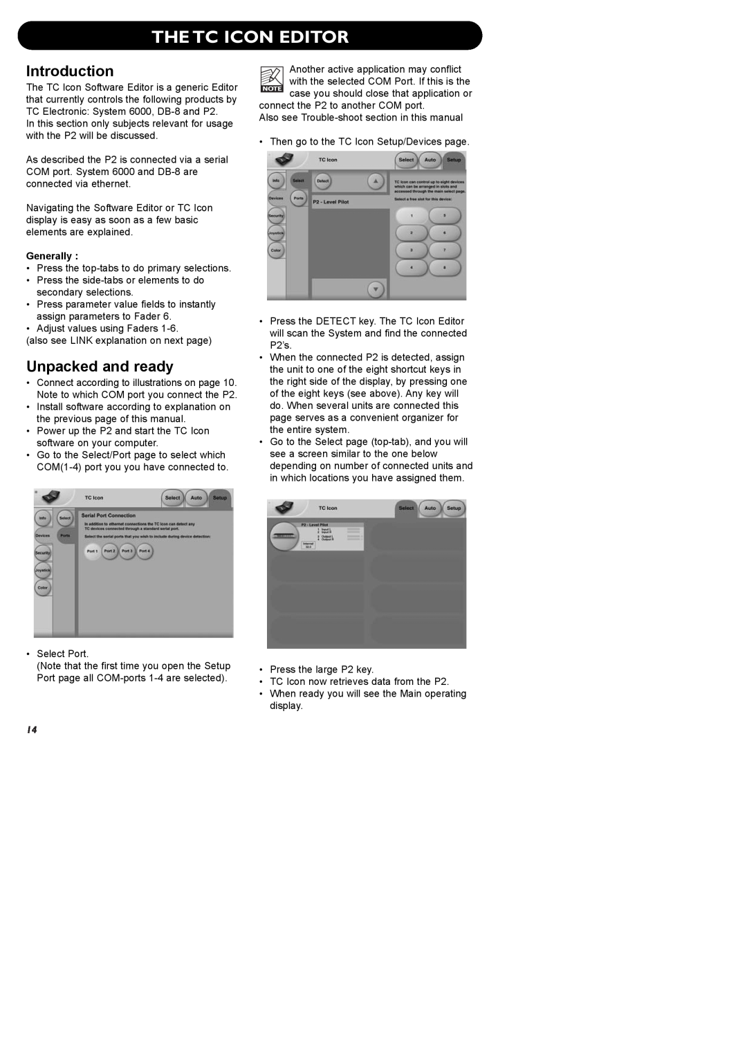 TC electronic SDN BHD P2 manual The Tc Icon Editor, Introduction, Unpacked and ready, Generally 