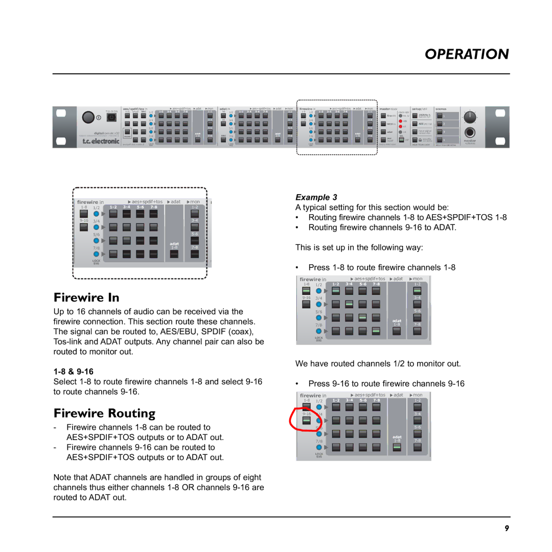 TC electronic SDN BHD x32 user manual Firewire Routing 