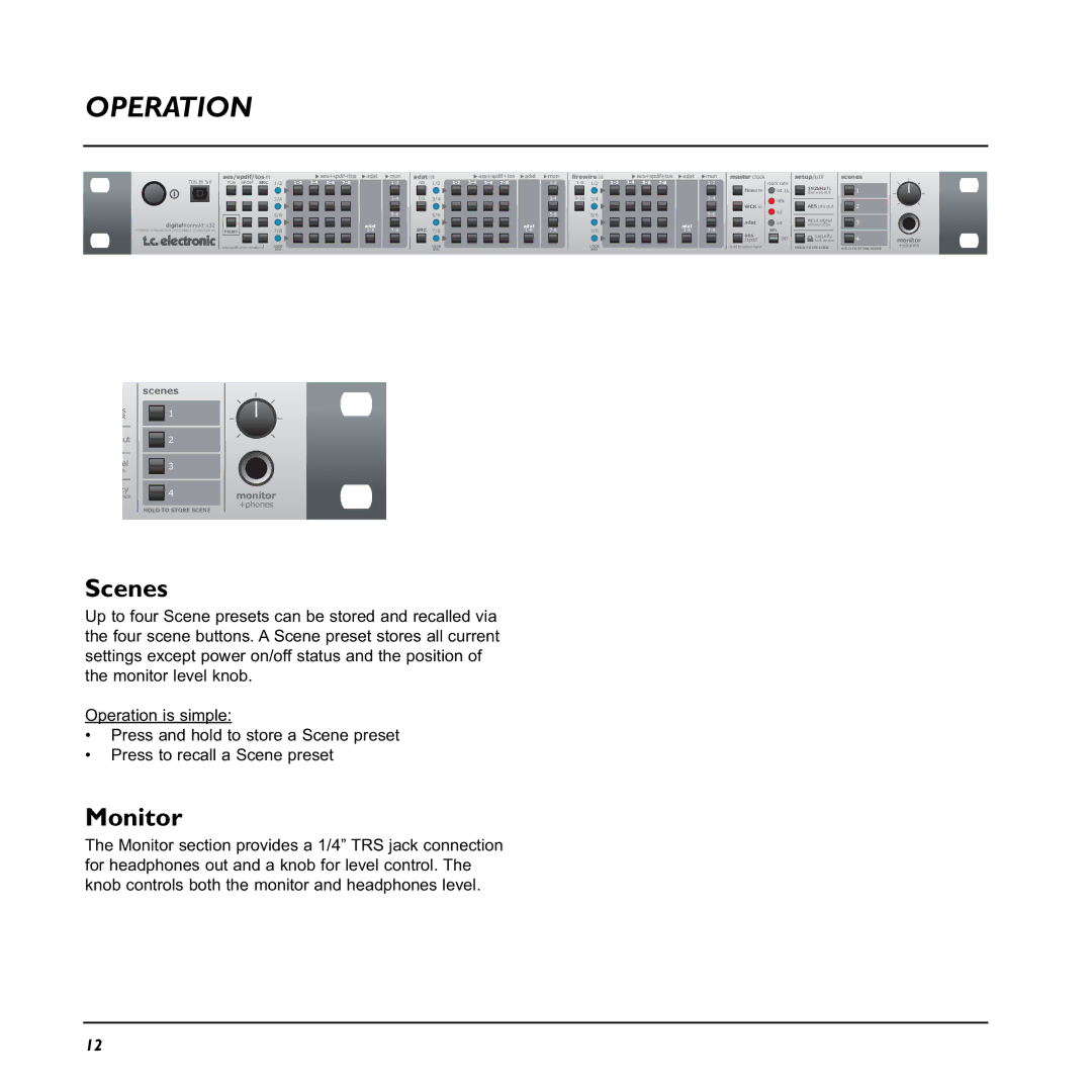 TC electronic SDN BHD x32 user manual Scenes, Monitor 