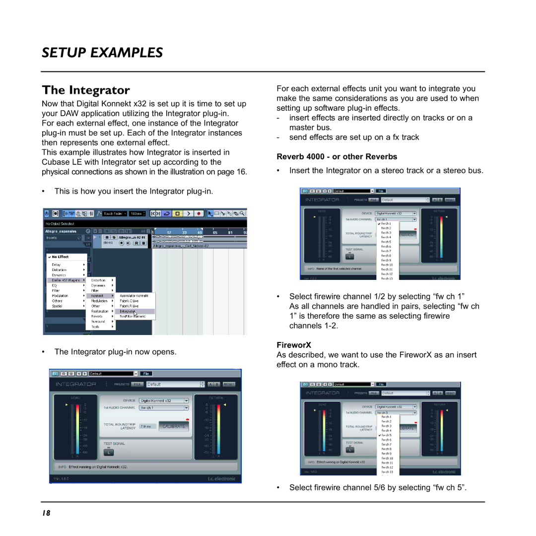 TC electronic SDN BHD x32 user manual Integrator, Reverb 4000 or other Reverbs, FireworX 