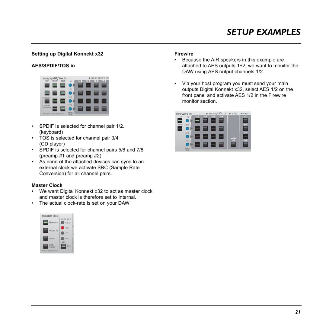 TC electronic SDN BHD x32 user manual Setting up Digital Konnekt AES/SPDIF/TOS, Master Clock 