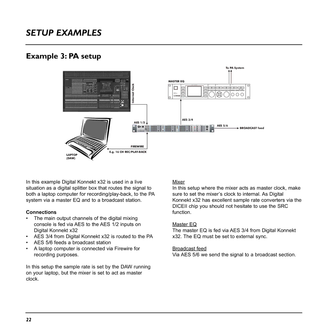 TC electronic SDN BHD x32 user manual Example 3 PA setup 