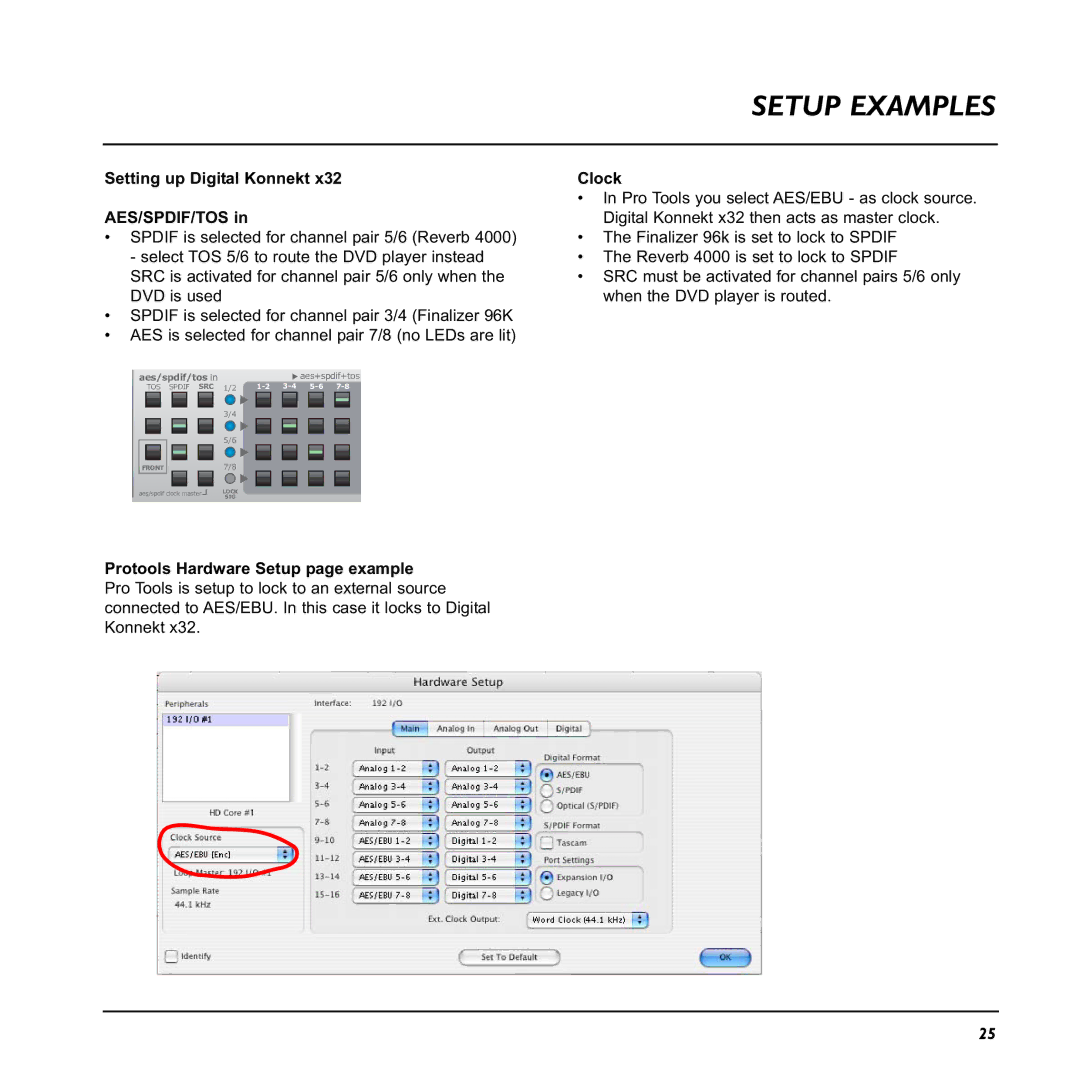 TC electronic SDN BHD x32 user manual Aes/spdif/tos 