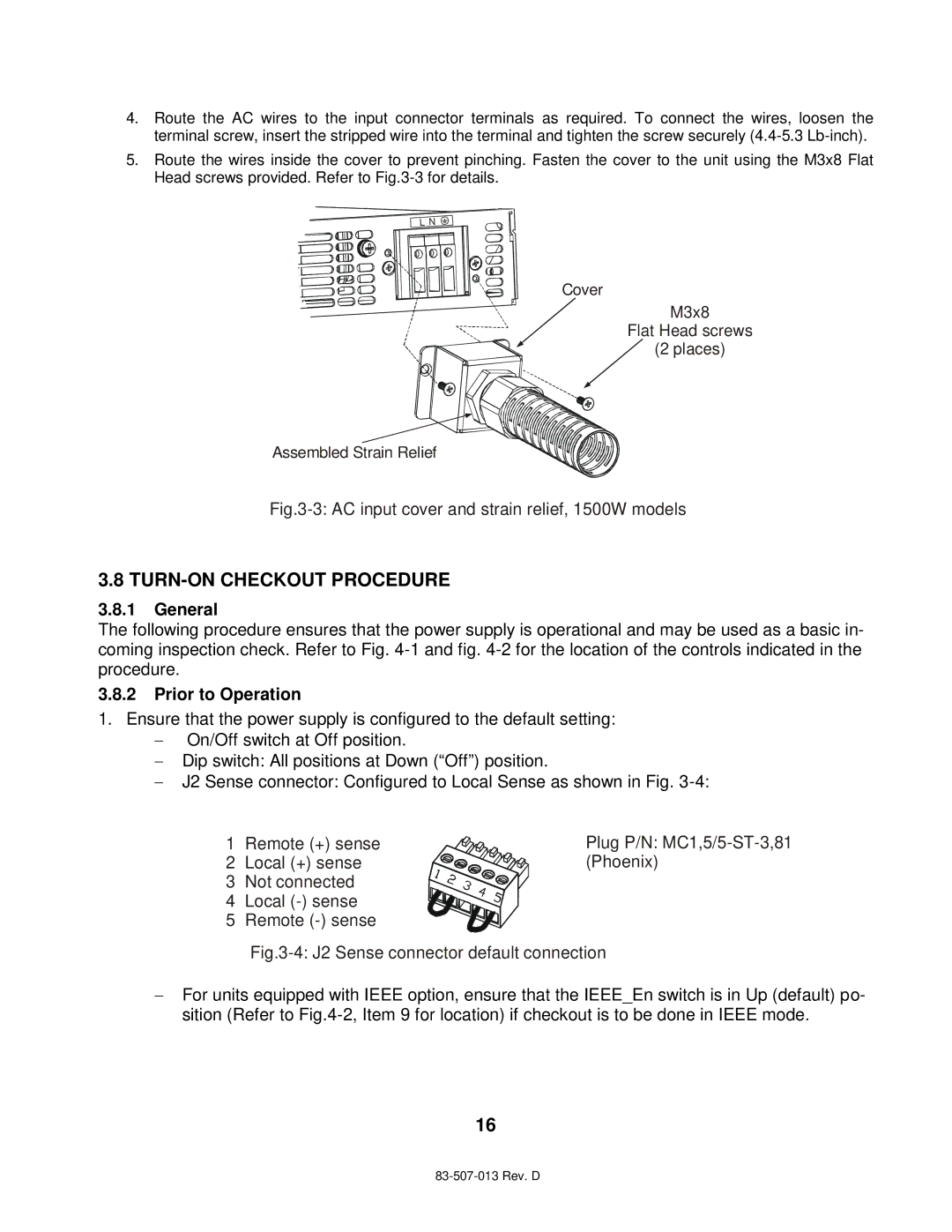 TDK 1500W, 750W technical manual TURN-ON Checkout Procedure, General, Prior to Operation 