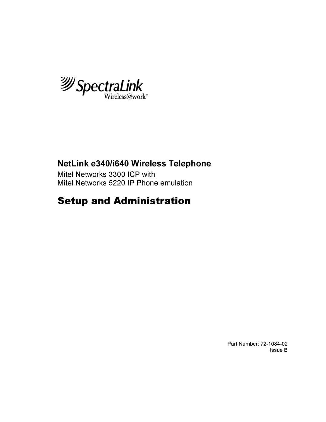 TDK 3300 ICP manual Setup and Administration, NetLink e340/i640 Wireless Telephone 