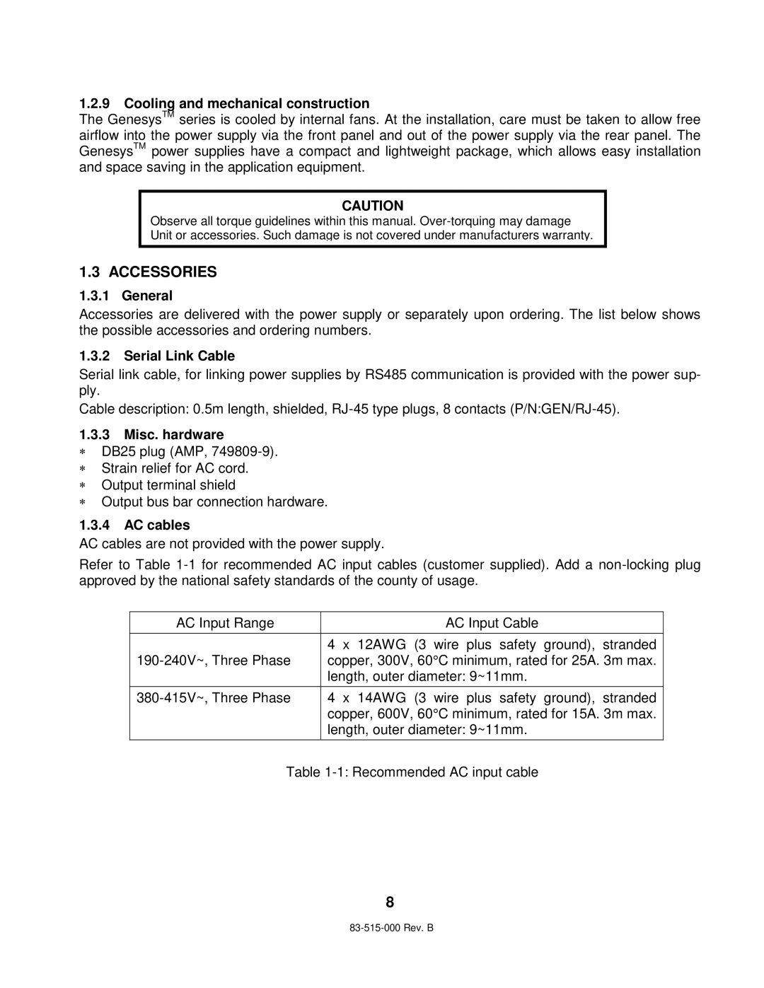 TDK 5KW technical manual Accessories 