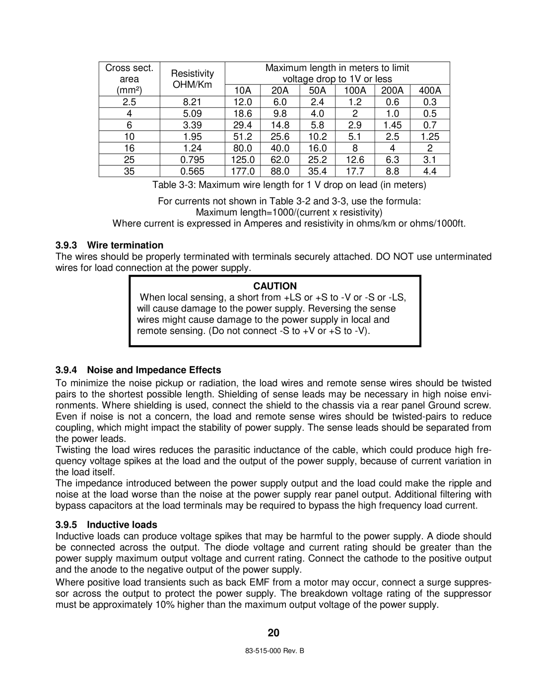 TDK 5KW technical manual Wire termination, Noise and Impedance Effects, Inductive loads 