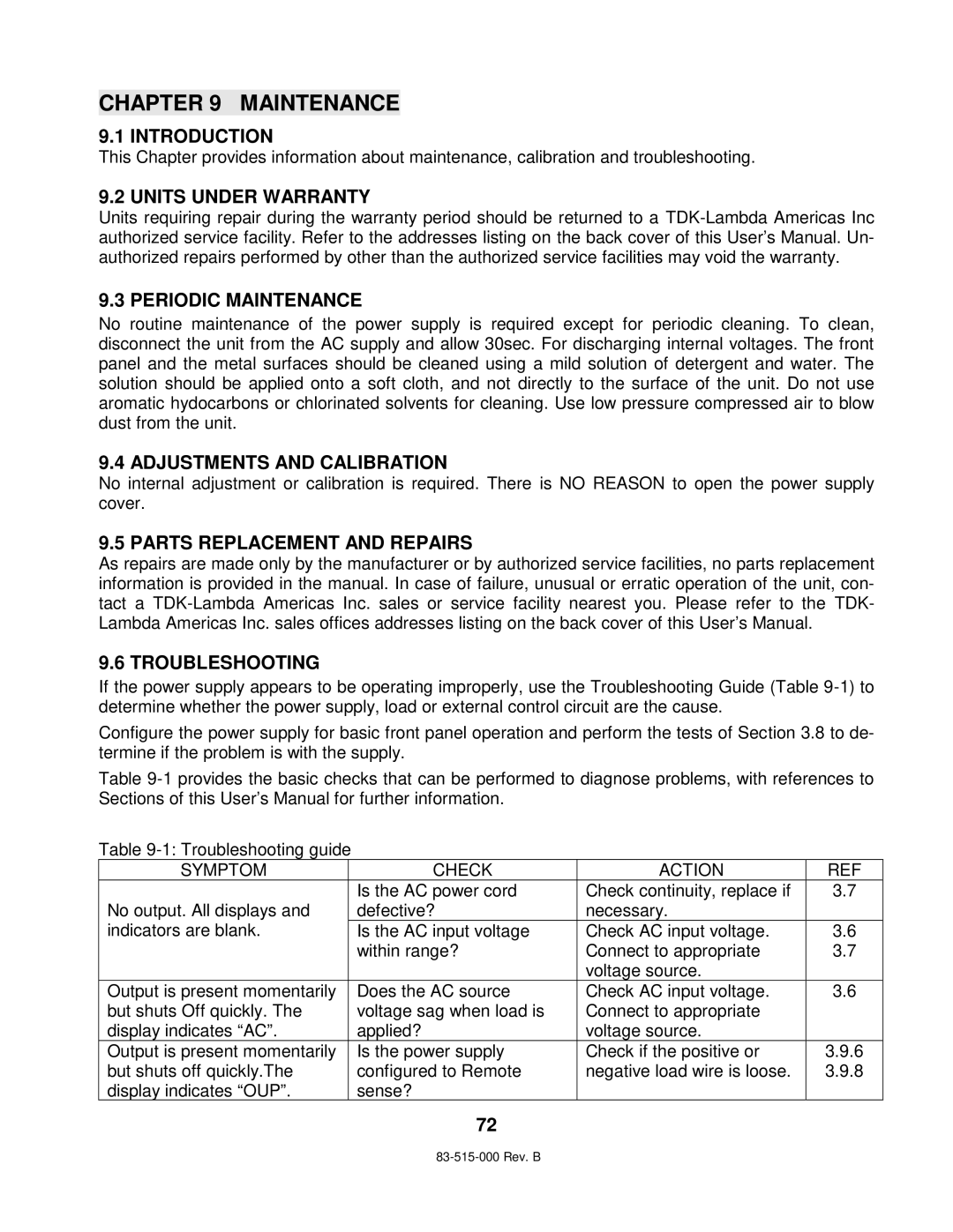 TDK 5KW technical manual Maintenance 