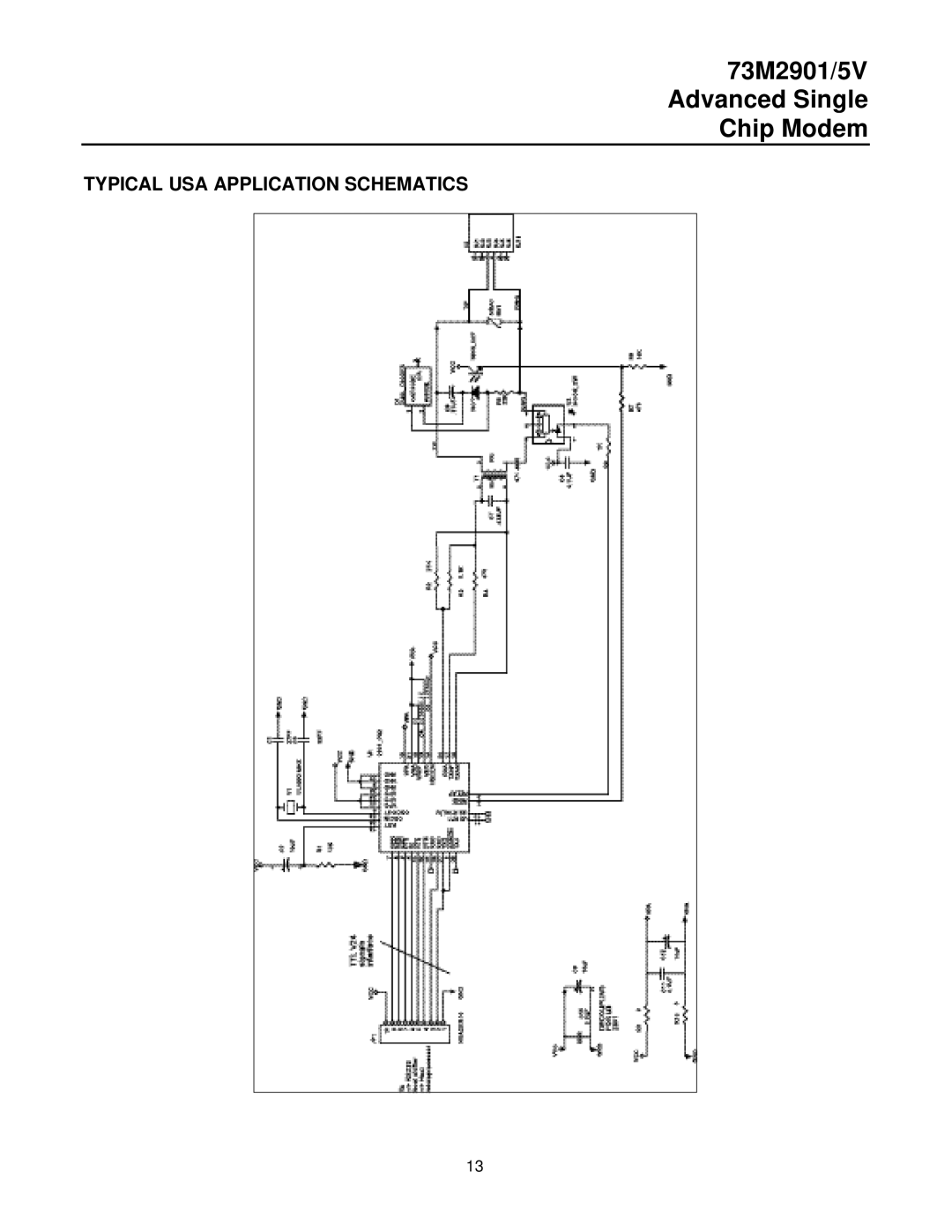 TDK 73M2901/5V manual Typical USA Application Schematics 