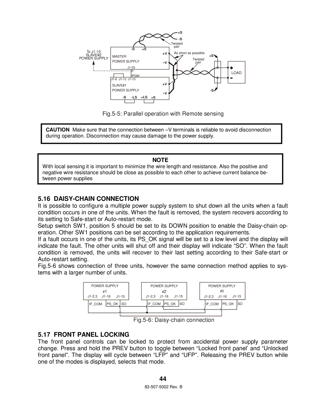 TDK 750W HALF RACK technical manual DAISY-CHAIN Connection, Front Panel Locking 