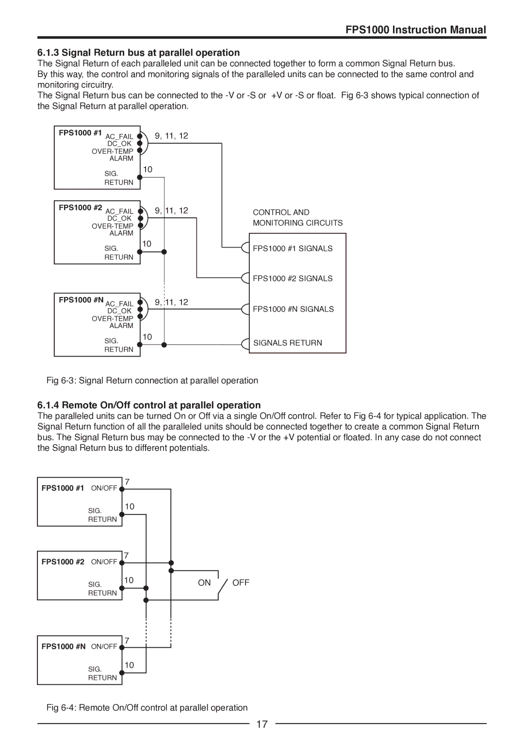 TDK FPS-S1U, FPS-T1U, FPS1000-12 manual Signal Return bus at parallel operation, Remote On/Off control at parallel operation 