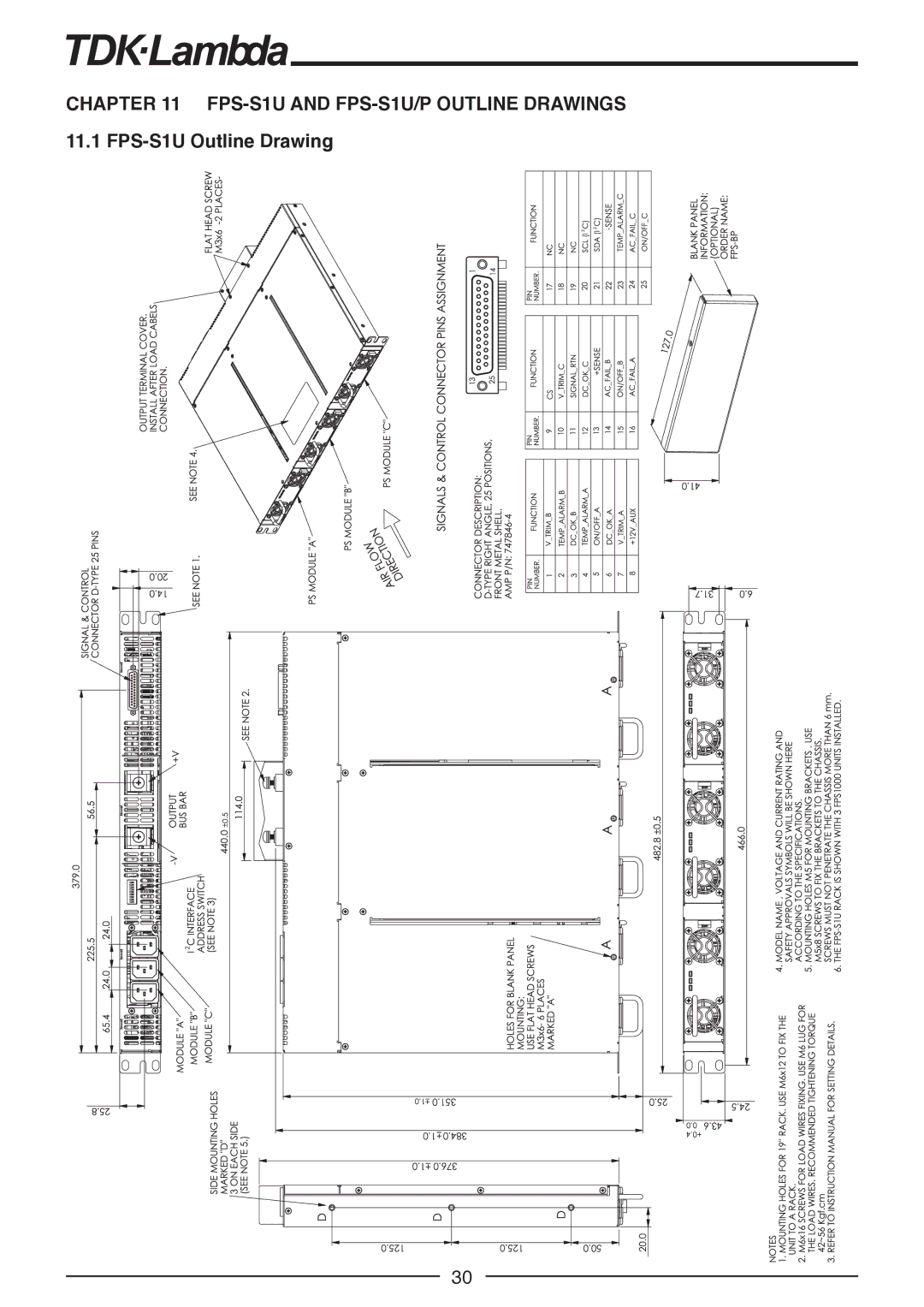 TDK FPS1000-48, FPS-T1U, FPS1000-12, FPS1000-32, FPS1000-24 manual FPS-S1U and FPS-S1U/P Outline Drawings 