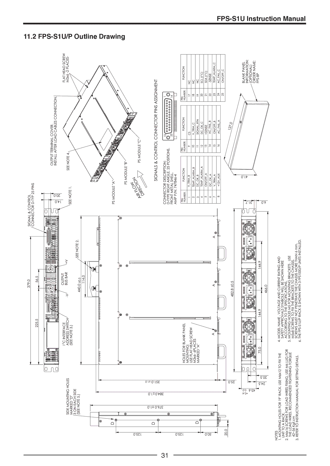 TDK FPS1000-32, FPS-T1U, FPS1000-12, FPS1000-48, FPS1000-24 manual FPS-S1U/P Outline Drawing 