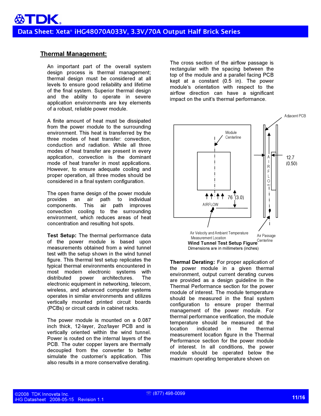 TDK Half Brick-iHG specifications Thermal Management 