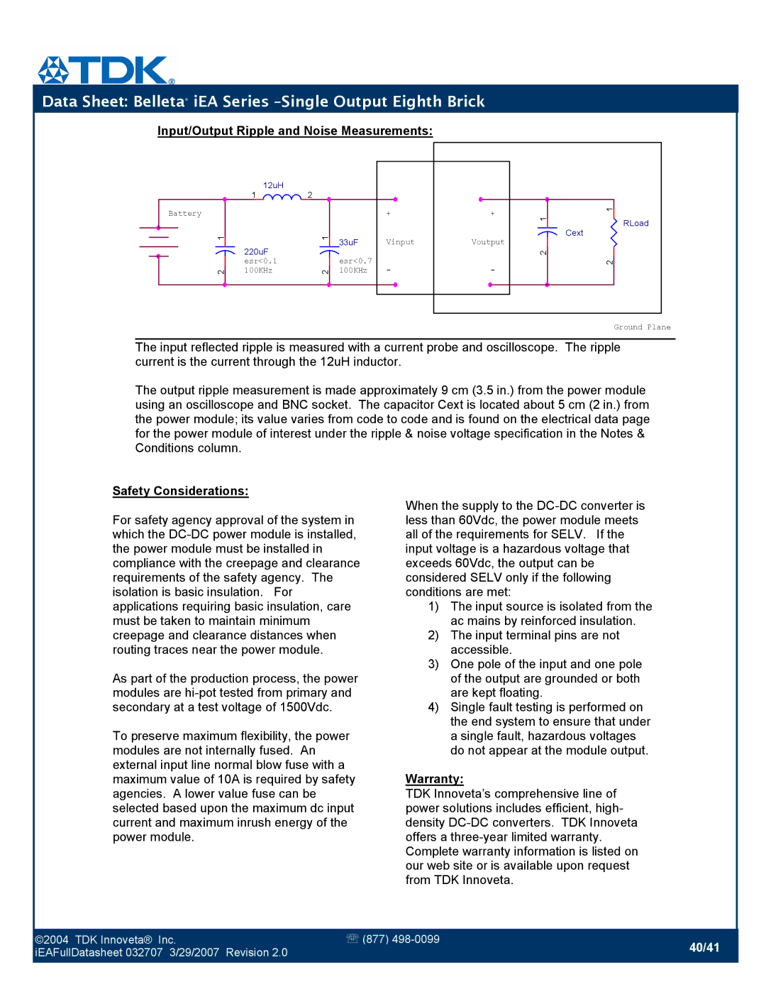 TDK iEA Series manual 40/41 