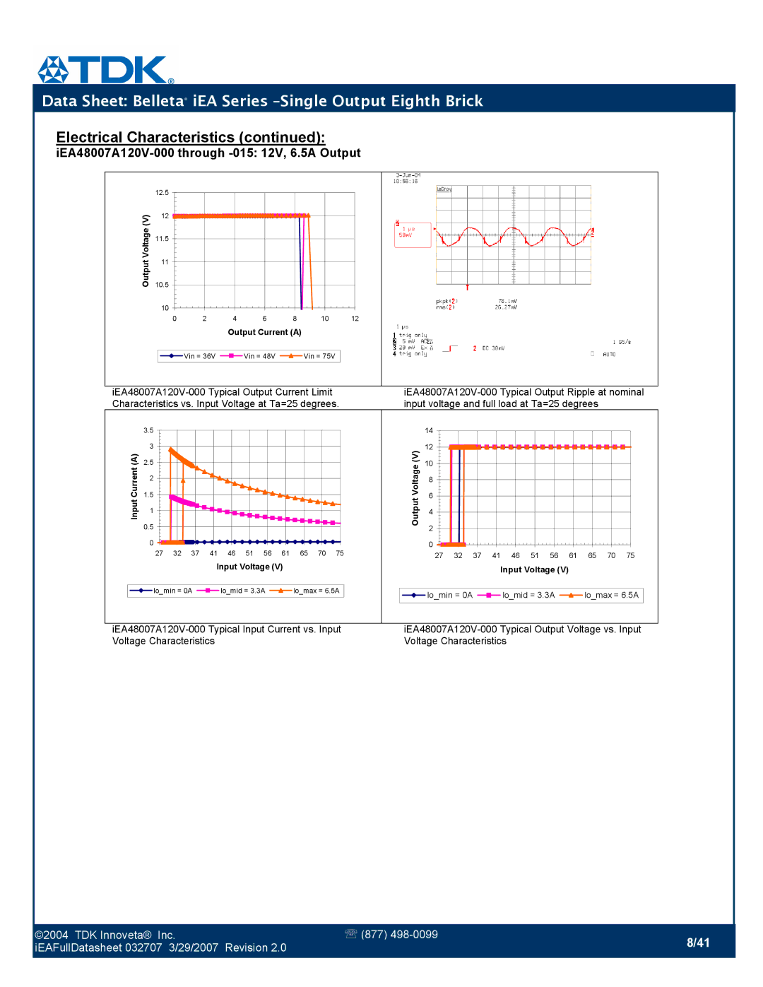 TDK iEA Series manual Output Voltage 