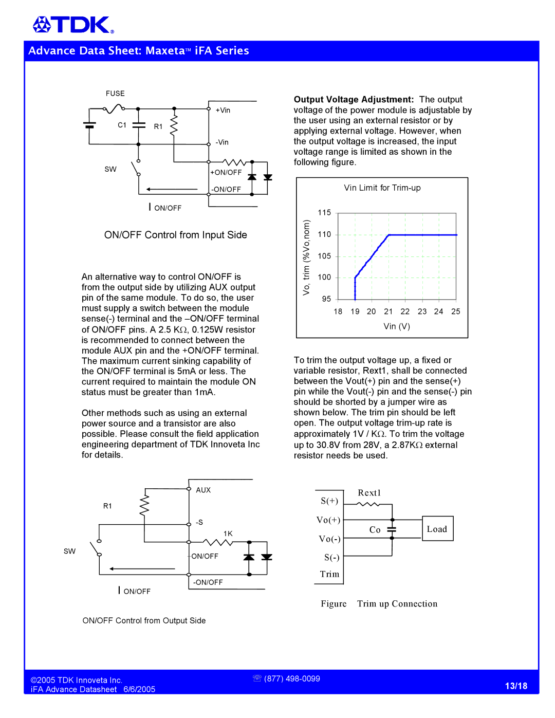 TDK iFA Series manual ON/OFF Control from Input Side 