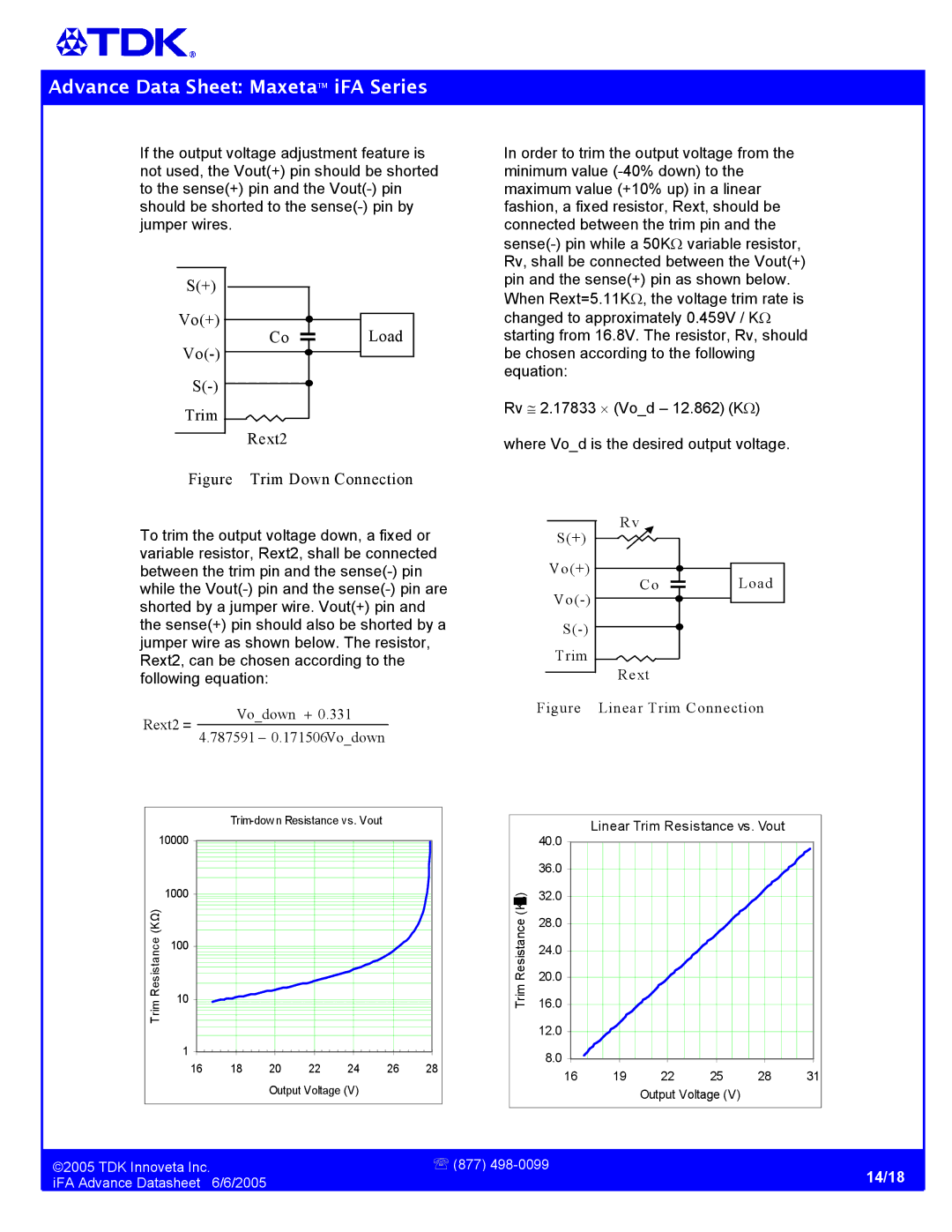 TDK iFA Series manual Figure Trim Down Connection 