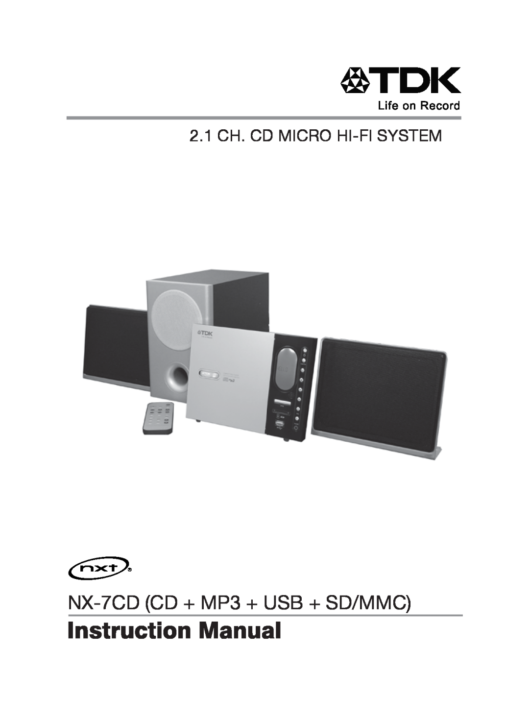 TDK manual NX-7CDCD + MP3 + USB + SD/MMC, 2.1 CH. CD MICRO HI-FISYSTEM 