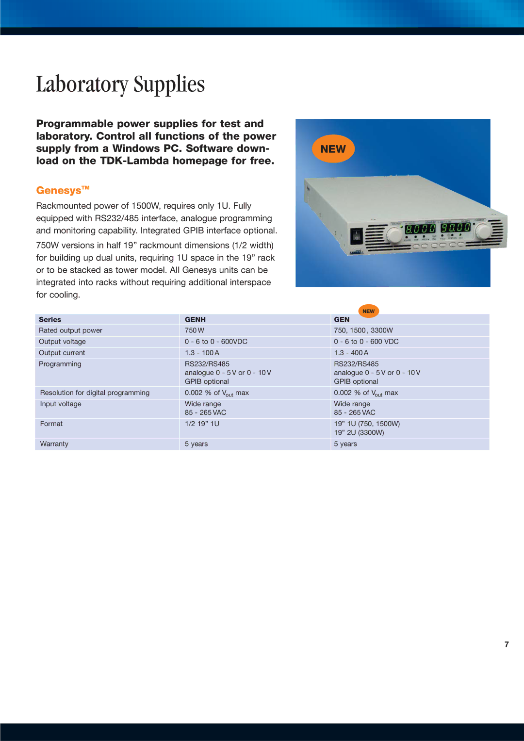 TDK Power Supply/DC to DC Converter/CCFL Inverter manual Laboratory Supplies, GenesysTM, Genh GEN 