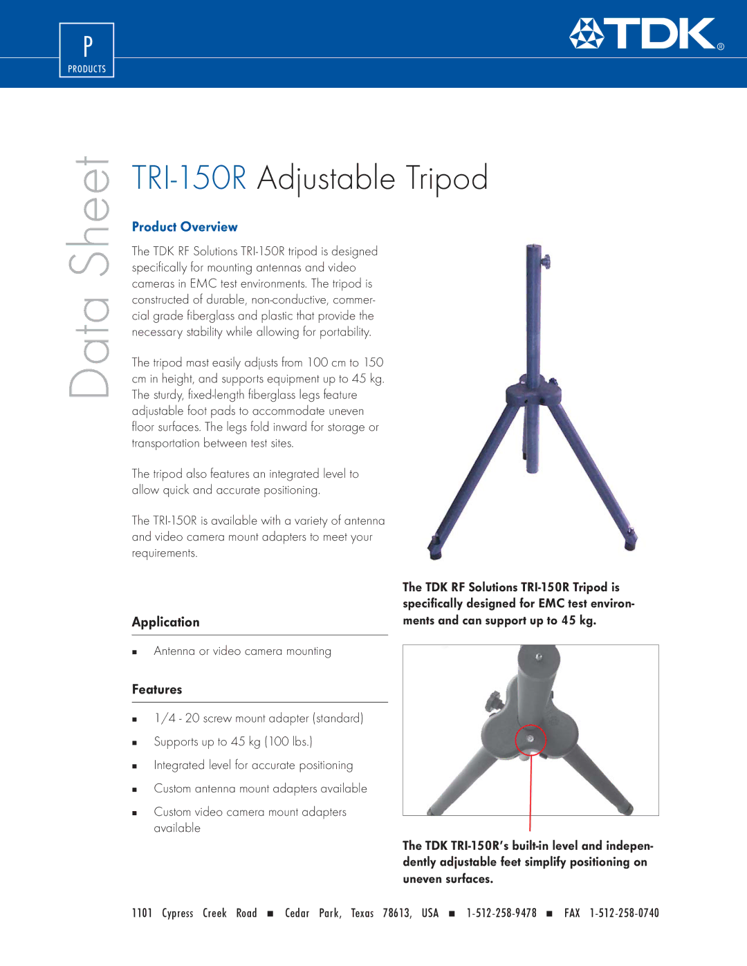 TDK TRI-150R manual Data, Product Overview, Application, Features 