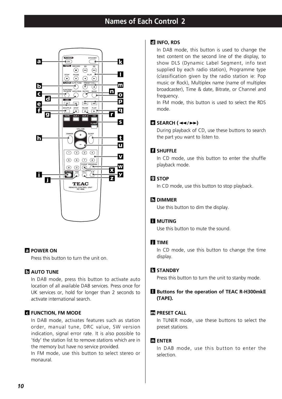 Teac 9A10001300 CR-H250 owner manual Tape 