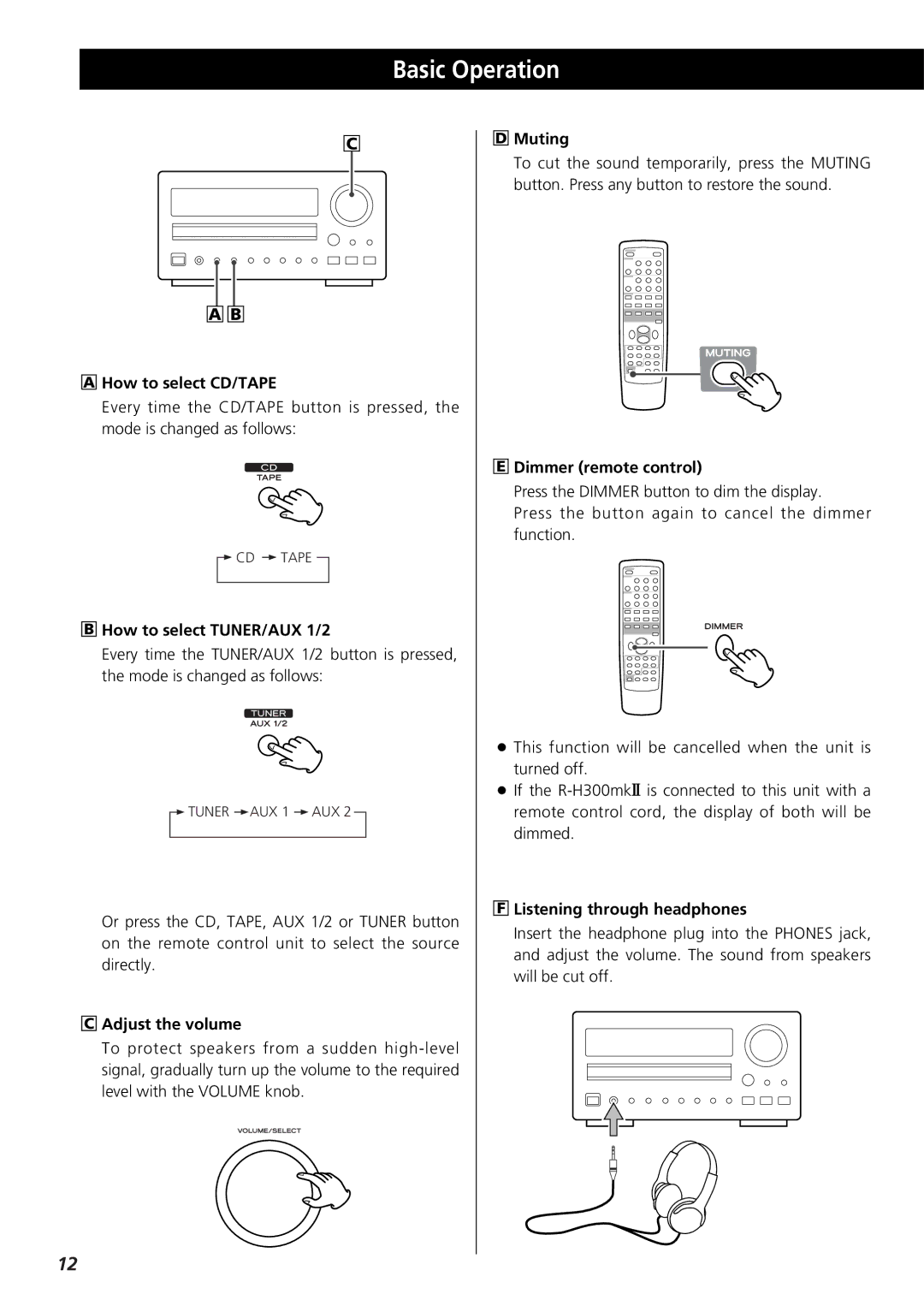 Teac 9A10001300 CR-H250 owner manual Basic Operation 