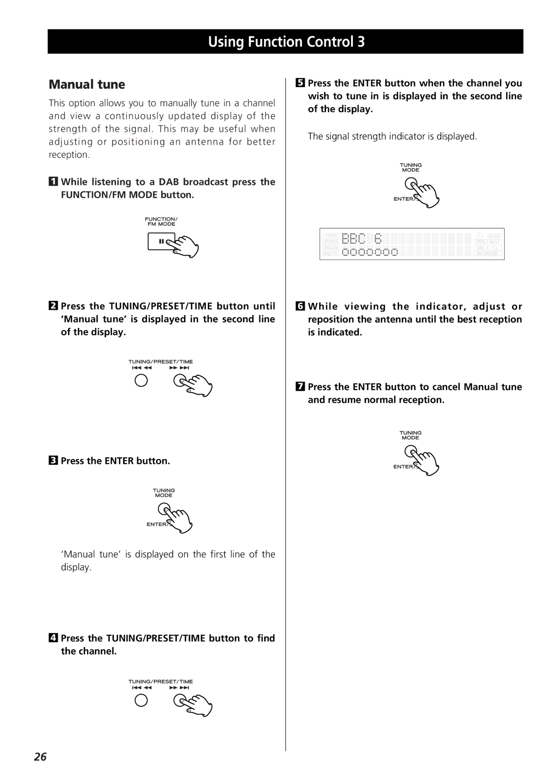 Teac 9A10001300 CR-H250 owner manual Manual tune 