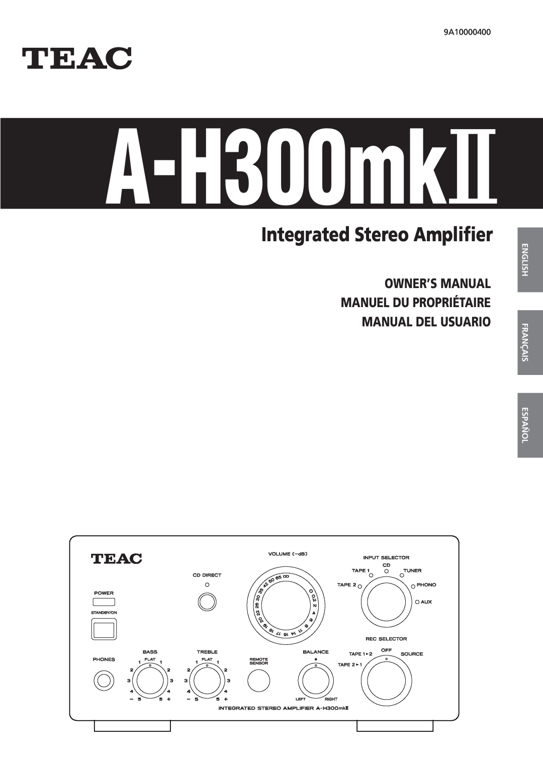 Teac A-H300mkII owner manual English Français Español, A-H300mk@, Integrated Stereo Amplifier, Manual Del Usuario 