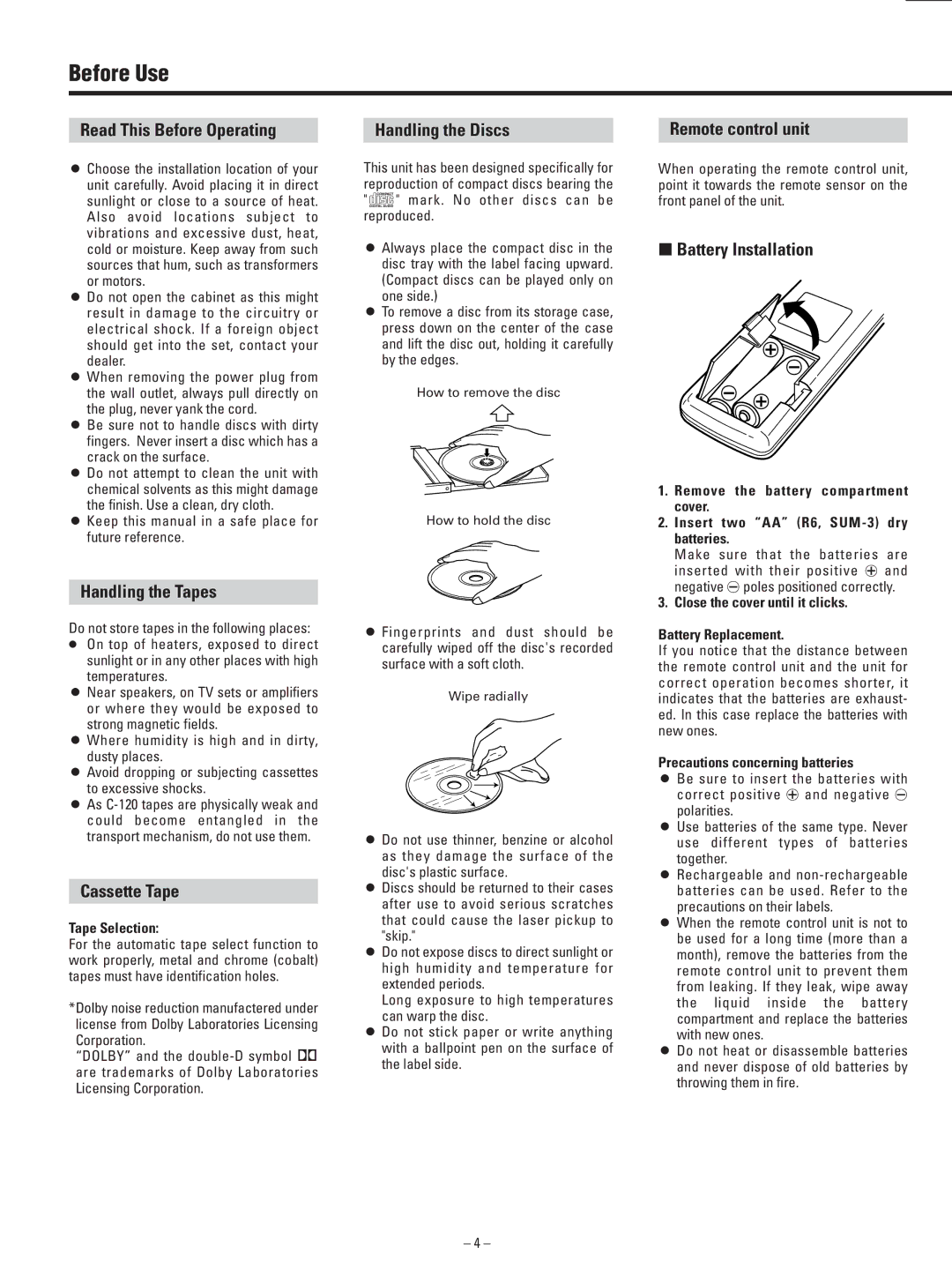 Teac AD-500 owner manual Before Use 