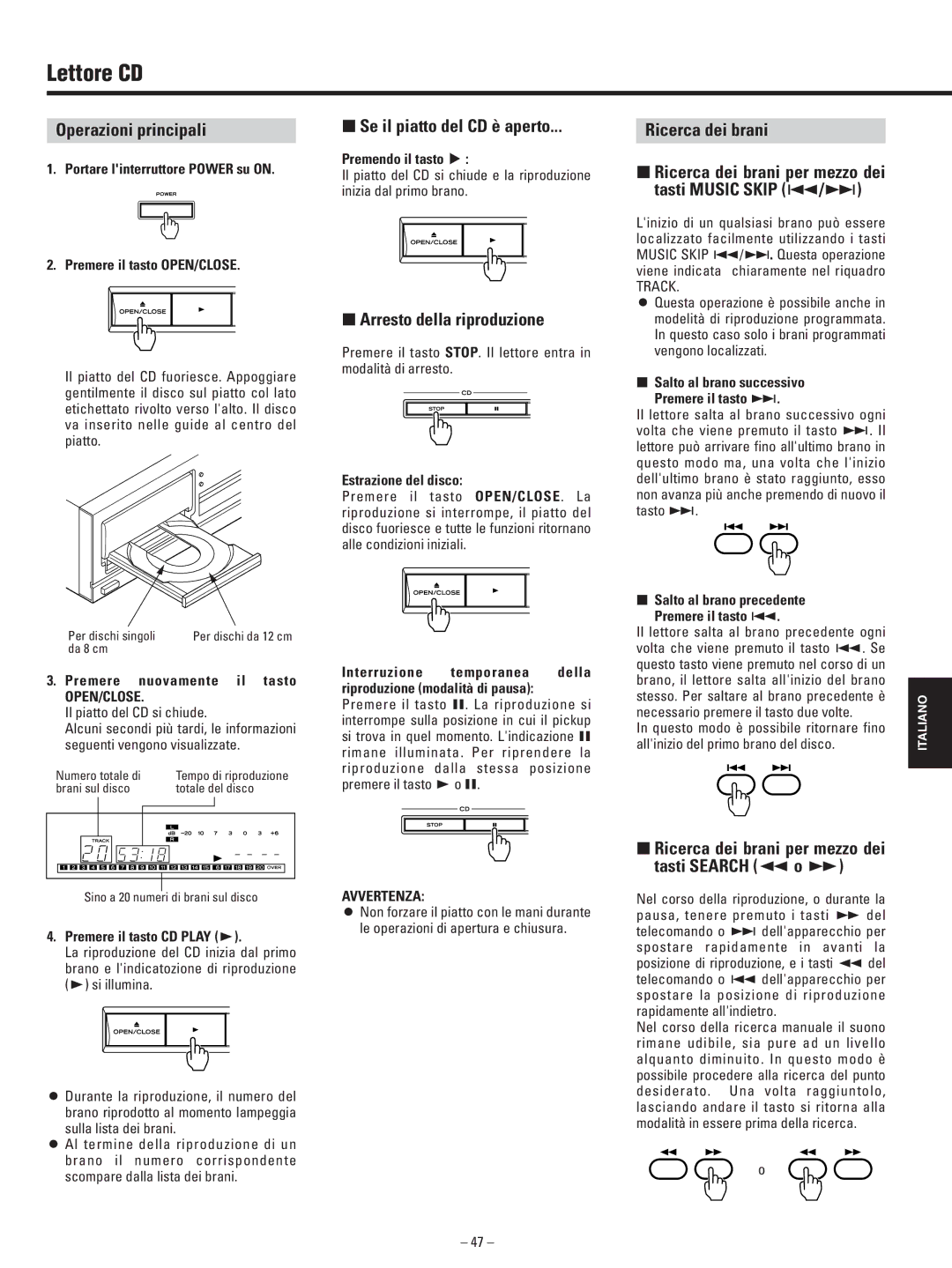 Teac AD-500 owner manual Lettore CD 