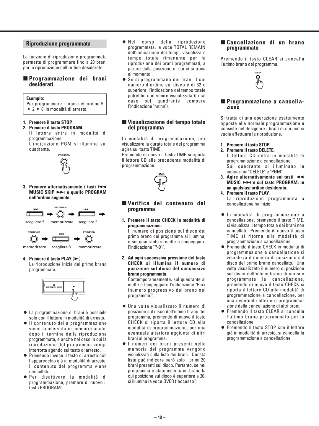 Teac AD-500 Riproduzione programmata, ∑ Programmazione dei brani desiderati, ∑ Verifica del contenuto del programma 