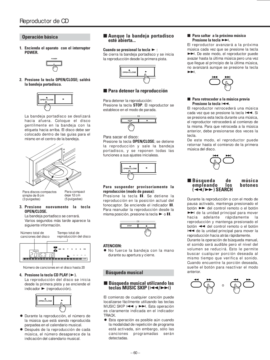 Teac AD-500 owner manual Reproductor de CD 