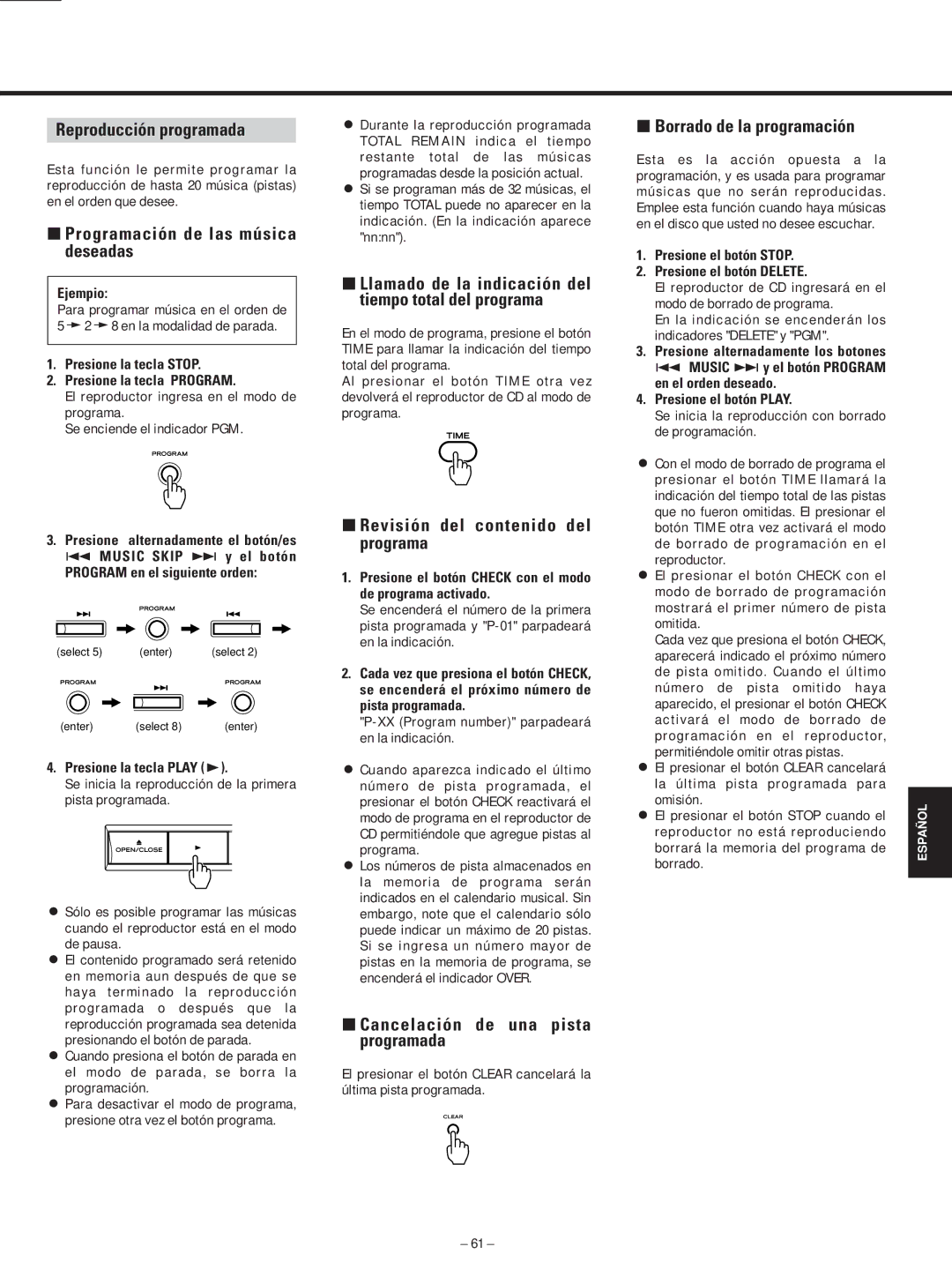 Teac AD-500 Reproducción programada, ∑ Programación de las música deseadas, ∑ Revisión del contenido del programa 