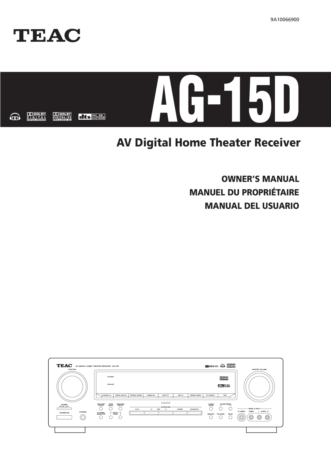 Teac AG-15D owner manual 9A10066900 