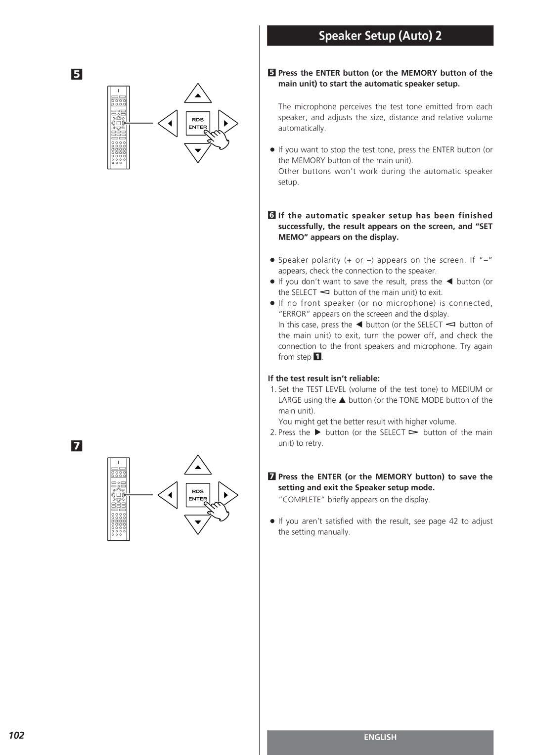 Teac AG-15D owner manual If the test result isn’t reliable 