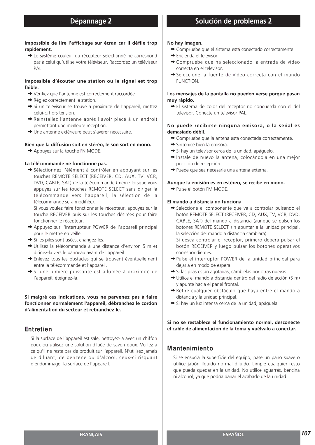 Teac AG-15D owner manual Entretien, Mantenimiento 